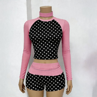 Ensemble loungewear femme nouveau style imprimé mignon avec logo personnalisé, manches raglan longues et short, avec bandeau, respirant