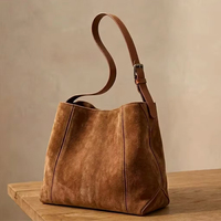 Sac Hobo Épaule Grand en Suède pour Femme avec Sangle Réglable pour Travail et Voyages
