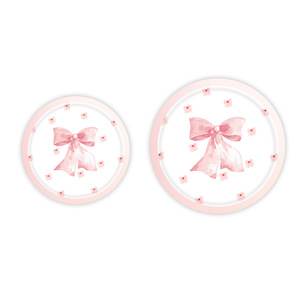 Assiettes de fête roses DAMAI avec nœuds, fournitures de table mignonnes et coquettes, décorations jetables en papier pour anniversaire de fille - Product Image 5