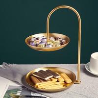 Stijlvolle luxe serviesgoed dubbelwandige metalen schaal voor snoep, fruit, dessert en hapjes, geschikt voor thuis of hotel, bruiloftdecoratie