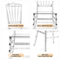 Chaise Chiavari Napoléon en résine transparente moderne, chaise de banquet de luxe pour mariage