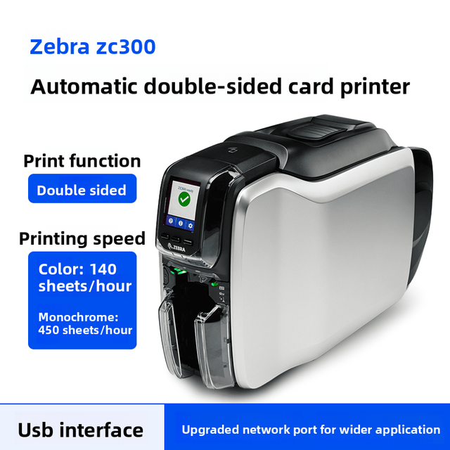 Original Zebra ZC100/300 PVC Id Card Printer Sublimation Printer With Automatic Laminator for Plastic and Smart Card IC ID NFC
