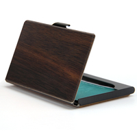 Black Real Wood Metal Debit Bank Credit Business Name ATM Wallet Card Holder