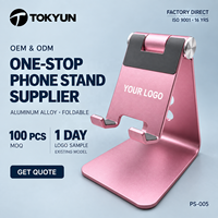 Support de téléphone réglable en aluminium, pliable, pour bureau, support mobile stable en métal, OEM ODM, logo personnalisé pour les acheteurs B2B en gros