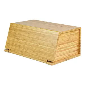 Wholesale Bamboo Bread Bin Durable Bread Container Bread Box for Kitchen Countertop