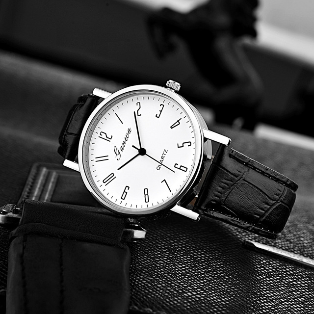 New Men Watch Simple Numbers Scale Dial Watches Leather Band Quartz Wristwatch Women Man Female Clock Relogio Mujer Hot Gifts