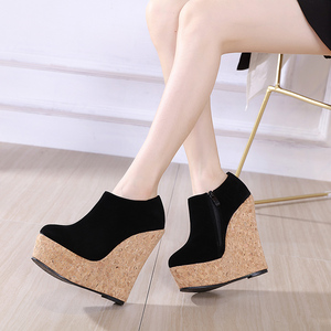 2024 European and American Style Simple Slope Heel Comfortable High Top <b>Shoes</b> - Product Image 2