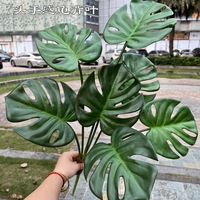 Promo Besar Tanaman Artificial Evergreen 7 Daun Alocasia Monstera Real Touch untuk Dekorasi Rumah Natal Thanksgiving