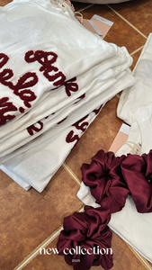 3-Piece Set Pull Letter x <b>Red</b> Silk <b>Skirt</b> x Hair Tie Casual Style O-Neck Short Sleeve Daily Wear Sample Available Wholesaler - Product Image 3