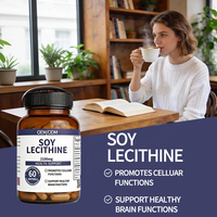 Capsules de lécithine de soja 2100 mg - Favorise les fonctions cellulaires et cérébrales - 60 capsules 475 mg par portion - Usage adulte