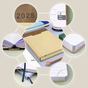 2025 biểu tượng tùy chỉnh in ấn PU Leather Bìa A5 Tây Ban Nha Tiếng Anh Nhật Ký Tạp Chí Văn phòng chương trình nghị sự máy tính xách tay - Product Image 4