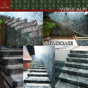 Escalera de Mármol Verde Alpi GOLDKING, Escaleras de Piedra Natural de Lujo con Vetas Dramáticas para Arquitectura de Alta Gama - Product Image 5