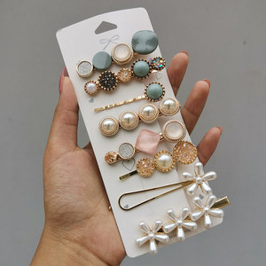 Fabbrica 8 pz/set perla retrò geometrica mollette per capelli ragazza accessori per capelli in metallo cristallo da donna Set di fermagli per capelli - Product Image 6