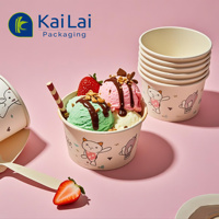 Vente en gros de gobelets et bols en papier pour crème glacée, écologiques, jetables, avec impression personnalisée, avec couvercle et cuillère
