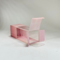 Boîte en plastique rose personnalisée imprimée avec fente de suspension arrondie et fenêtre, emballage pour pinceaux cosmétiques, boîtes pliantes, impression numérique