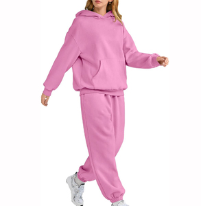 Jogging running wear Tracksuits Custom Logo Workout Fitness Fleece Jogger and <b>hoodies</b> Sets Solid color plus sized Spring - Product Image 5