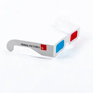 رخيصة الساخن بيع مخصص شعار الطباعة الأحمر و عدسات زرقاء اللون ورقة النقش 3D نظارات مخصص الأزياء 3D ورقة نظارات