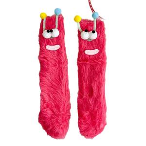 Chaussettes unisexes moches et mignonnes, drôles, pour l'automne/l'hiver, pour dormir au sol, à la maison, en fourrure, chaudes, en velours de vison, au-dessus du genou, pour couple - Product Image 4