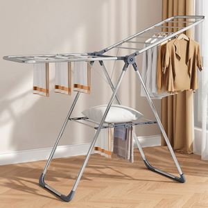 Gullwing Bulk Foldable Velvet Wall Mounted Stainless Steel <b>Wire</b> Metal Laundry Baby Clothes Hanger <b>Shelf</b> Rack Stand Kids Clothes - Product Image 1