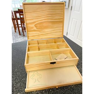 Caja organizadora de memoria de primer año para bebé, de madera de pino Natural, personalizada, artesanal, grande - Product Image 2