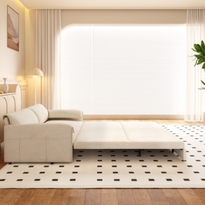 Canapé-lit convertible 3-en-1 en velours au design moderne, confortable, avec espace de rangement pour hôtel, chambre, appartement, salon - Product Image 4
