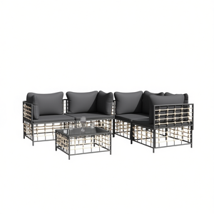 Set Lounge da Giardino Antracite con Struttura in Metallo e Cuscini, Arredamento Esterno Contemporaneo, Set da Giardino per 6 Persone - Product Image 1