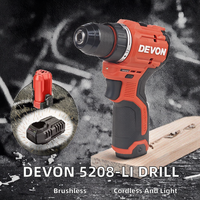 Taladro Eléctrico Inalámbrico sin Escobillas DEVON 5208-Li-12 de Alta Calidad, Herramienta Multifunción OEM a Batería con 12V y 10mm de Torque