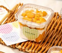 Boîte à dessert carrée transparente recyclable, jetable, pour mousse, tiramisu, gâteau, crème, emballage à emporter, petit pot