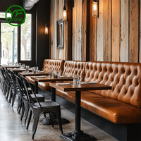 Ensemble de sièges en cuir PU pour restaurant commercial avec tables en marbre et chaises rembourrées pour café, bistrot, hôtel