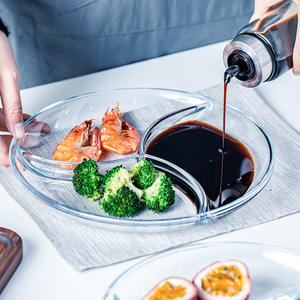 Piatto di vetro gnocco piatto di frutti di mare piatto per la colazione piatto multiuso da 10 pollici Multi-funzione bassa di boro temperato - Product Image 5