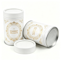 Emballage personnalisé en tube de papier blanc avec logo en feuille d'or, couvercle facile à ouvrir, boîte ronde de qualité alimentaire, fabricant de logos personnalisés