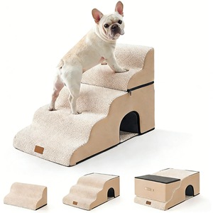 Pet Staircase 5 Step Convertible Ramp Sofa Style <b>Dog</b> Climbing Ladder With <b>Bed</b> Mat Gray Multifunctional For <b>Small</b> <b>Dogs</b> - Product Image 4