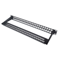 Panel Patch UTP 48 Port 2U 19 Inci Tanpa Modul, Panel Patch Kosong UTP untuk Jack Keystone CAT6/CAT6A/CAT7/CAT8