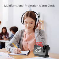 Réveil numérique à projection LED rotative SY180 2023, projecteur de plafond électronique USB pour chambre à coucher, chevet, bureau