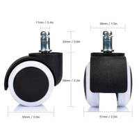 Ruedas Giratorias de Plástico de 2 Pulgadas para Sillas, Ruedas Universales para Sillas de Oficina y Juegos, con Anillo de Seguridad, Ruedas Deslizantes Modernas