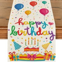 Chemin de table Joyeux Anniversaire 33*183cm, Centres de table pour anniversaire, Panneau de fête d'anniversaire, Décoration de table de fête