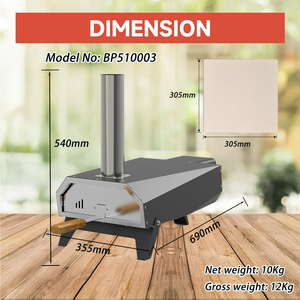 Four à <span class=keywords><strong>pizza</strong></span> à <span class=keywords><strong>gaz</strong></span> en acier inoxydable de 12 pouces, design moderne, portable, cuisson rapide en carton, petite <span class=keywords><strong>pierre</strong></span> à <span class=keywords><strong>pizza</strong></span> pliante à 500 degrés - Product Image 3