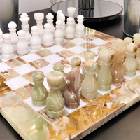 Jeu d'échecs en marbre Onyx vert naturel cadeau fait à la main jeu d'échecs en marbre ensemble de jeu de voyage de fête Ajedrez luxe