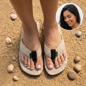 Sandales en chanvre de l'Himalaya fabriquées à la main par des artisans |   Chaussons unisexes durables |   Sandales à lanière unique tissées arc-en-ciel |   Antidérapant - Product Image 6