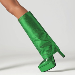 Bottes à plateforme pour femme, style Bling brillant, à talons aiguilles sexy, à semelle épaisse, montantes jusqu'au genou, pour l'hiver et l'automne, avec coupe ajustée - Product Image 5