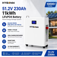 Batteries solaires LiFePO4 Hysonn Factory Direct 51,2 V 48 V 230 Ah 11 kWh, montables au mur/sur le sol, pour le stockage d'énergie domestique