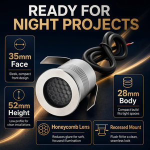 Projecteur LED Encastrable Anti-Éblouissement à Lentille Nid d'Abeille 1W IP67 DC12V DC24V pour Jardin, <span class=keywords><strong>Terrasse</strong></span> et Allée - Product Image 6