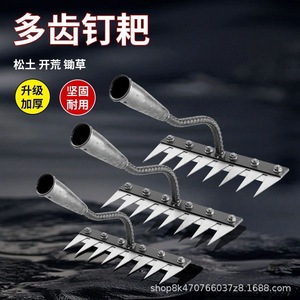Garden Rake Steel Head 14 Tines Wood Handle Soil Turning Weeding Tool For Yard And Farm Use - Product Image 4