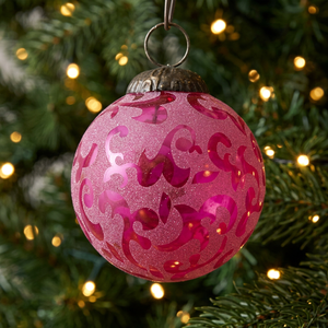 Adornos Navideños de Cristal Rosa Tradicionales Hechos a Mano al por Mayor de IndianShelf, Adornos Redondos de Lujo para Árboles de Navidad, 3.00 Pulgadas GSH-47 - Product Image 3