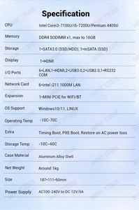 Мини-ПК межсетевой экран <span class=keywords><strong>Intel</strong></span> <span class=keywords><strong>Core</strong></span> I5 7200U <span class=keywords><strong>I3</strong></span> 7100U 4405U 4415U HD RS232 COM AES-NI 6x2,5 г гигабитный мини-компьютерный маршрутизатор - Product Image 4