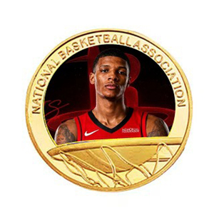 Ensemble de 5 pièces de monnaie commémoratives en or de l'équipe des Houston Rockets, avec joueurs de basket-ball, à collectionner, avec protection en acrylique - Product Image 6