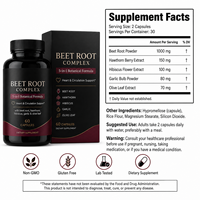 Marque Blanche Complexe de Betterave Formule 5-en-1 pour le Soutien Cardiaque et Circulatoire 1000mg Capsules d'Aubépine et d'Ail Vente en Gros OEM