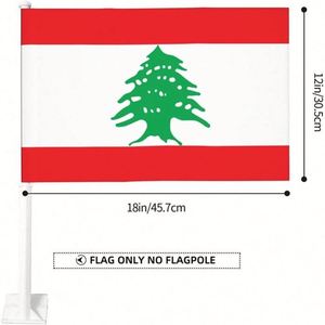 Drapeau de voiture libanais en promotion, 12x18 pouces, personnalisé, double couture, imprimé numériquement, bannière décorative nationale - Product Image 1