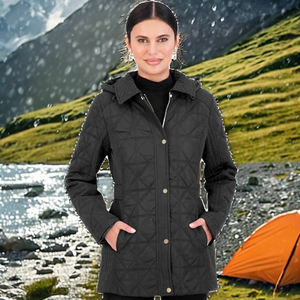 Latest Winter Solid Plain Dyed <b>Waterproof</b> Breathable Eco-Friendly Camping Hiking Denim <b>Jacket</b> for Ladies 2024 - Product Image 2