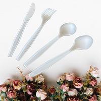 Ustensiles classiques biodégradables et compostables, ensemble de couverts (couteau, fourchette, cuillère) pour la restauration
